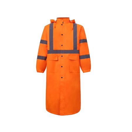 2W INTERNATIONAL High Viz Rain Coat, 3X-Large, Orange, Class 3 630C-3 3XL